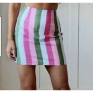 Zara  striped mini skirt multi colored xs nwt